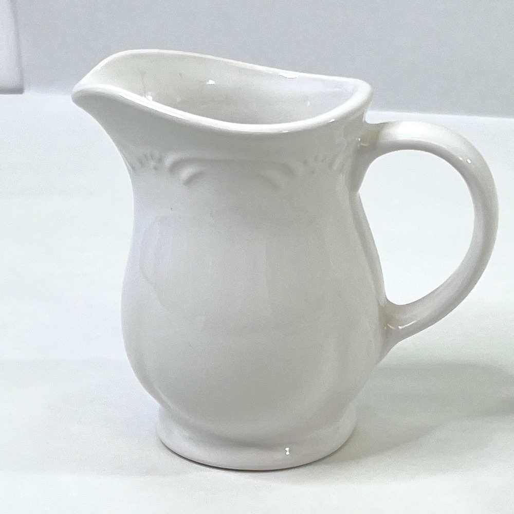 Pfaltzgraff Filigree White Stoneware Sugar Bowl with Lid and Creamer Pitcher Set - Picture 12 of 15